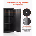 Armario de almacenamiento de metal VEVOR, gabinete de garaje de acero de 105,9 cm con 2 estantes ajustables, 2 puertas magnéticas y 2 llaves, almacenamiento de herramientas con cerradura de 3 niveles, negro
