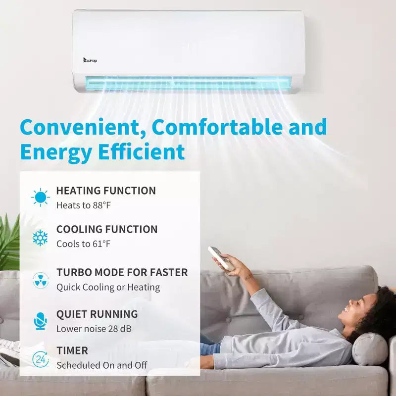 Karl Home 2-Zone 20000 BTU 20 SEER2 Mini Split Air Conditioner with Heat Pump (9K+12K)
