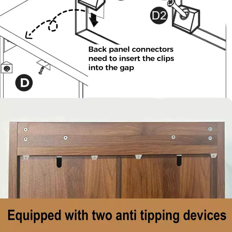 Mueble Zapatero de Ratan Alto de 42.5 con Puertas, Organizador de Zapatos de 6 Niveles con Estantes Ajustables, Independiente para Entrada, Pasillo, Nogal