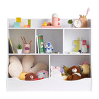Estantería de almacenamiento de juguetes para niños con 5 compartimentos, organizador de juguetes de madera para habitación de niños, sala de juegos, guardería y jardín de infancia, color blanco