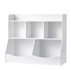 Estantería de almacenamiento de juguetes para niños con 5 compartimentos, organizador de juguetes de madera para habitación de niños, sala de juegos, guardería y jardín de infancia, color blanco