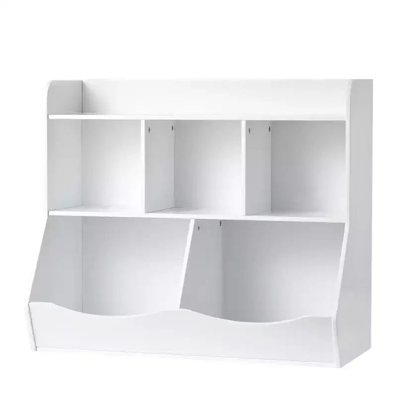 Estantería de almacenamiento de juguetes para niños con 5 compartimentos, organizador de juguetes de madera para habitación de niños, sala de juegos, guardería y jardín de infancia, color blanco