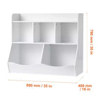 Estantería de almacenamiento de juguetes para niños con 5 compartimentos, organizador de juguetes de madera para habitación de niños, sala de juegos, guardería y jardín de infancia, color blanco