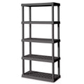 Sterilite 5 Shelf Unit, Heavy Duty, Easy to Assemble Plastic Storage Shelving, Organize Shelves in the Garage, Basement, Attic, Mudroom, 2 Pack, Gray