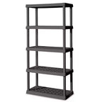 Sterilite 5 Shelf Unit, Heavy Duty, Easy to Assemble Plastic Storage Shelving, Organize Shelves in the Garage, Basement, Attic, Mudroom, 2 Pack, Gray