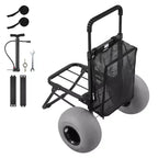 VEVOR Beach Dolly with Big Wheels for Sand, 18 x 15 Cargo Deck, Folding Sand Cart with 12 Balloon Wheels, 165 lbs Loading Capacity, Black