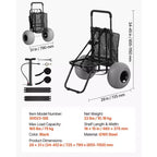 Carro de playa VEVOR con ruedas grandes para arena, plataforma de carga de 45 x 38 cm, carro de arena plegable con ruedas de globo de 30 cm, capacidad de carga de 75 kg, negro
