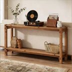GDFStudio Nikolai Mesa Consola de Vestíbulo Rectangular de Madera Rústica de 2 Niveles