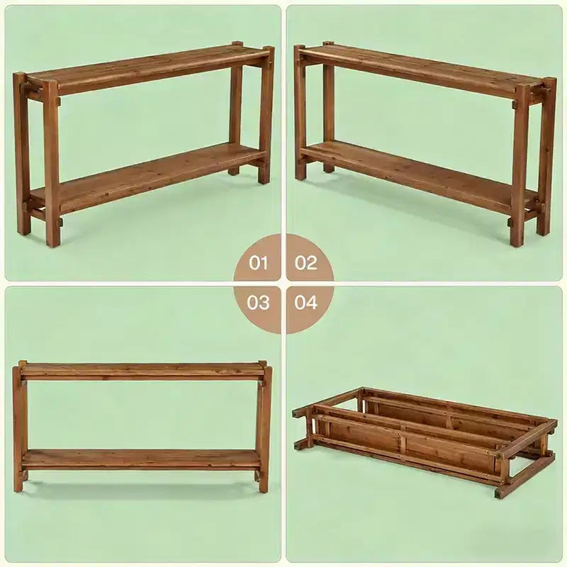GDFStudio Nikolai Mesa Consola de Vestíbulo Rectangular de Madera Rústica de 2 Niveles