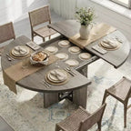 Mesa de comedor extensible de 47 a 63 pulgadas para 4-8 personas, mesa de cocina redonda de madera con patas más anchas, mesa de comedor extensible moderna sin sillas, nogal