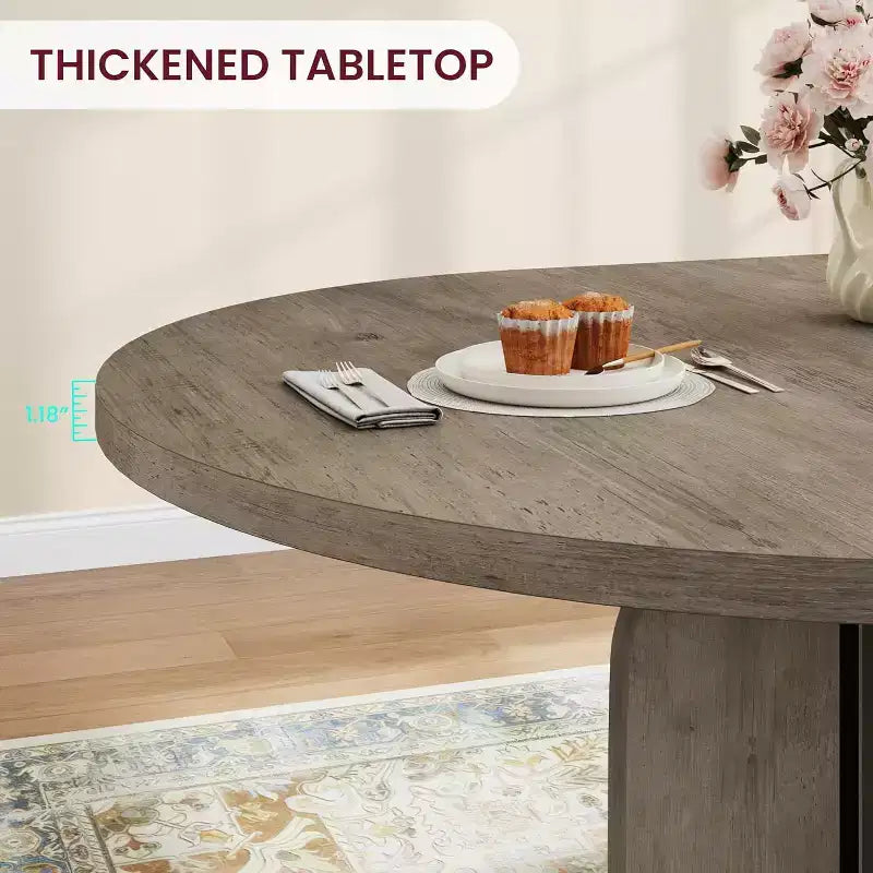 Mesa de comedor extensible de 47 a 63 pulgadas para 4-8 personas, mesa de cocina redonda de madera con patas más anchas, mesa de comedor extensible moderna sin sillas, nogal