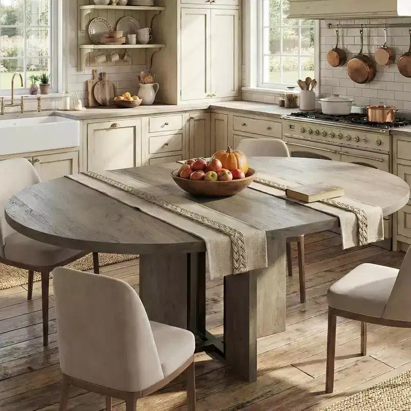 Mesa de comedor extensible de 47 a 63 pulgadas para 4-8 personas, mesa de cocina redonda de madera con patas más anchas, mesa de comedor extensible moderna sin sillas, nogal