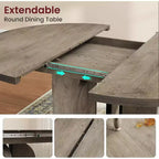 Mesa de comedor extensible de 47 a 63 pulgadas para 4-8 personas, mesa de cocina redonda de madera con patas más anchas, mesa de comedor extensible moderna sin sillas, nogal