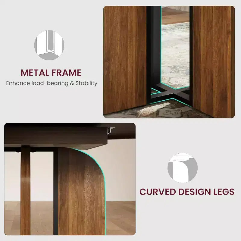 Mesa de comedor extensible de 47 a 63 pulgadas para 4-8 personas, mesa de cocina redonda de madera con patas más anchas, mesa de comedor extensible moderna sin sillas, nogal