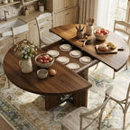 Mesa de comedor extensible de 47 a 63 pulgadas para 4-8 personas, mesa de cocina redonda de madera con patas más anchas, mesa de comedor extensible moderna sin sillas, nogal