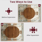 Mesa de comedor extensible de 47 a 63 pulgadas para 4-8 personas, mesa de cocina redonda de madera con patas más anchas, mesa de comedor extensible moderna sin sillas, nogal