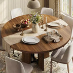 Mesa de comedor extensible de 47 a 63 pulgadas para 4-8 personas, mesa de cocina redonda de madera con patas más anchas, mesa de comedor extensible moderna sin sillas, nogal