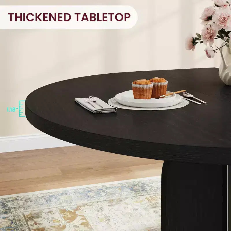 Mesa de comedor extensible de 47 a 63 pulgadas para 4-8 personas, mesa de cocina redonda de madera con patas más anchas, mesa de comedor extensible moderna sin sillas, nogal