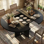 Mesa de comedor extensible de 47 a 63 pulgadas para 4-8 personas, mesa de cocina redonda de madera con patas más anchas, mesa de comedor extensible moderna sin sillas, nogal