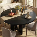 Mesa de comedor extensible de 47 a 63 pulgadas para 4-8 personas, mesa de cocina redonda de madera con patas más anchas, mesa de comedor extensible moderna sin sillas, nogal