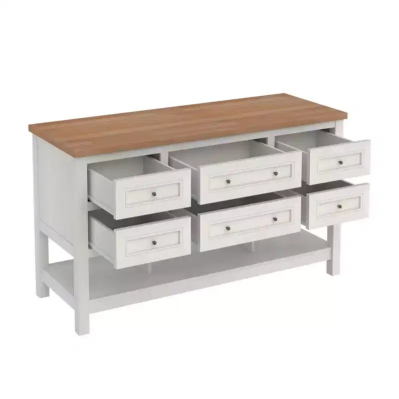 Isla de cocina independiente Walker Edison con 6 cajones
