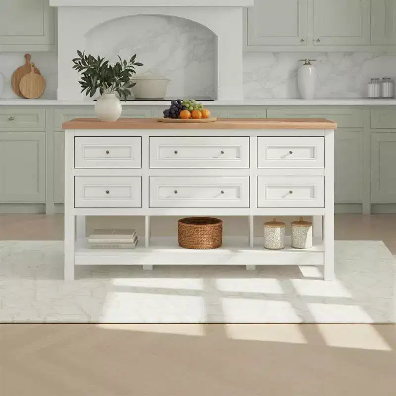 Isla de cocina independiente Walker Edison con 6 cajones