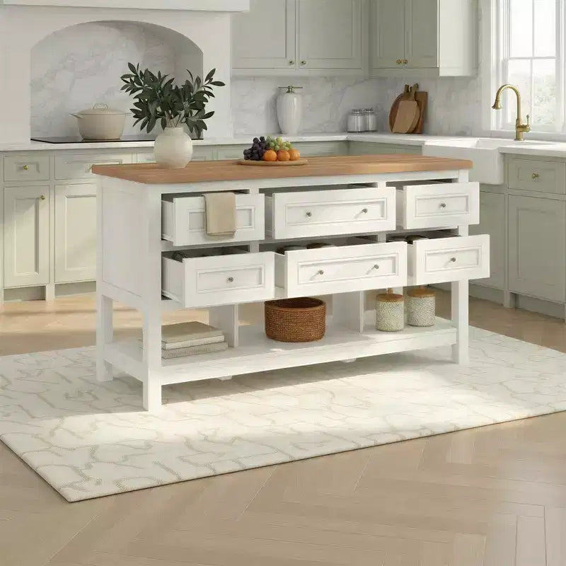 Isla de cocina independiente Walker Edison con 6 cajones