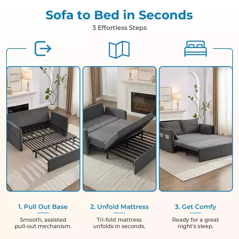 Sofá cama convertible Mjkone con respaldo ajustable, forro polar burbuja, gris