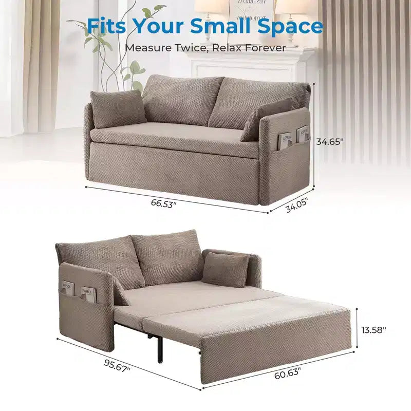 Sofá cama convertible Mjkone con respaldo ajustable, forro polar burbuja, gris