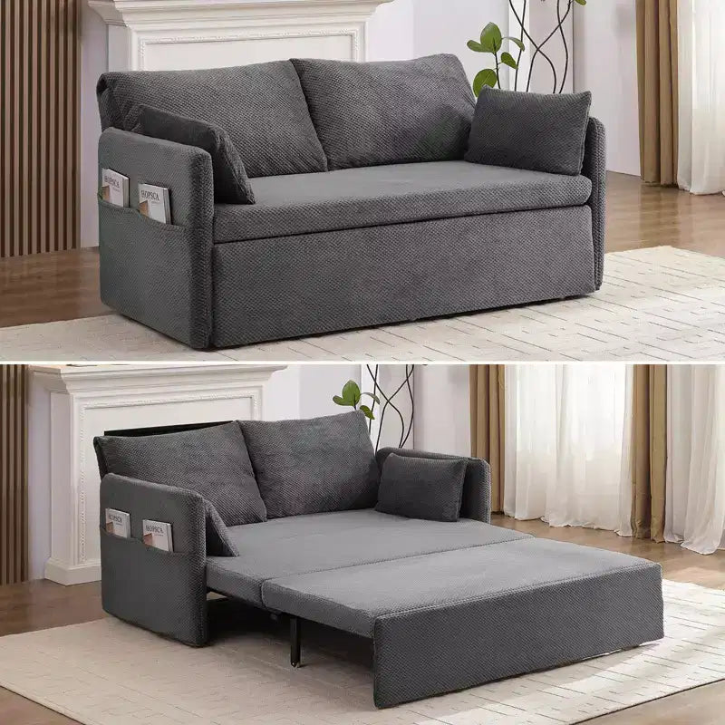 Sofá cama convertible Mjkone con respaldo ajustable, forro polar burbuja, gris