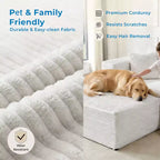 Mjkone Sofá Seccional Modular Grande con Chaise Longue, Corduroy Premium, Apto para Mascotas, Blanco Marfil