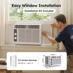 Simzlife 5000 BTU Window Air Conditioner, 2-in-1 AC for 150 Sq.Ft, Easy Installation, Energy-Saving & Quiet Operation, White