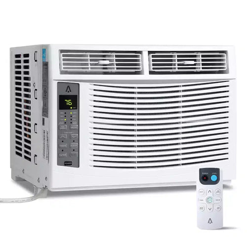 6000 BTU Window Air Conditioner, Cools Up to 350 Sq. Ft, Window AC Unit with Remote, 3 fan speeds, Sleep mode, Auto Restart, 115V/60Hz, White
