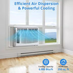 6000 BTU Window Air Conditioner, Cools Up to 350 Sq. Ft, Window AC Unit with Remote, 3 fan speeds, Sleep mode, Auto Restart, 115V/60Hz, White