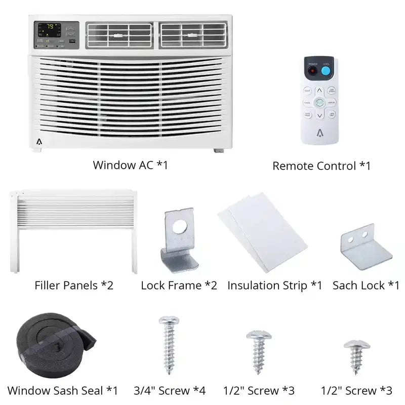 8,000 Btu Window Air Conditioner, Cools Up to 350 Sq. Ft with Cooling, 3 Fan Speed, Window-Mounted Room Ac Window Unit with Remote, Easy Install Kit