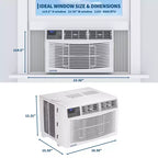 8000 BTU Window Air Conditioner Unit with Remote Control, Cools Rooms Up to 350 Sq ft, 3 Cooling & Fan Speeds Quiet Operation, Digital Display