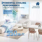 8000 BTU Window Air Conditioner Unit with Remote Control, Cools Rooms Up to 350 Sq ft, 3 Cooling & Fan Speeds Quiet Operation, Digital Display