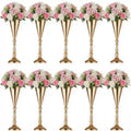 Elegant Gold Trumpet Vase Candle Holder Set 16.5 Inch Tall Tabletop Flower Stand for Weddings Anniversaries Home Decor