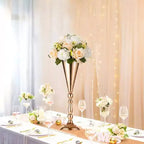 Elegante juego de candelabros de trompeta dorada de 16.5 pulgadas de alto para mesa, jarrón de flores para bodas, aniversarios, decoración del hogar