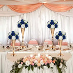 Elegante juego de candelabros de trompeta dorada de 16.5 pulgadas de alto para mesa, jarrón de flores para bodas, aniversarios, decoración del hogar