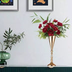 Elegante juego de candelabros de trompeta dorada de 16.5 pulgadas de alto para mesa, jarrón de flores para bodas, aniversarios, decoración del hogar