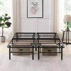Base de cama de plataforma metálica plegable Bellemave, 14 láminas de acero de alta resistencia, no necesita somier, fácil montaje, almacenamiento debajo de la cama, negro, tamaño Queen/King