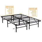 Base de cama de plataforma metálica plegable Bellemave, 14 láminas de acero de alta resistencia, no necesita somier, fácil montaje, almacenamiento debajo de la cama, negro, tamaño Queen/King