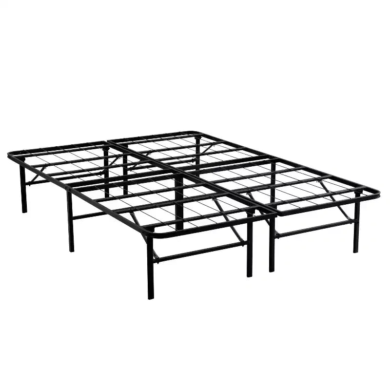 Base de cama de plataforma metálica plegable Bellemave, 14 láminas de acero de alta resistencia, no necesita somier, fácil montaje, almacenamiento debajo de la cama, negro, tamaño Queen/King