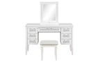 Tocador de Maquillaje Moderno de 48 Pulgadas con Espejo Iluminado, 7 Cajones, Taburete a Juego para Dormitorio, Acabado Beige Claro
