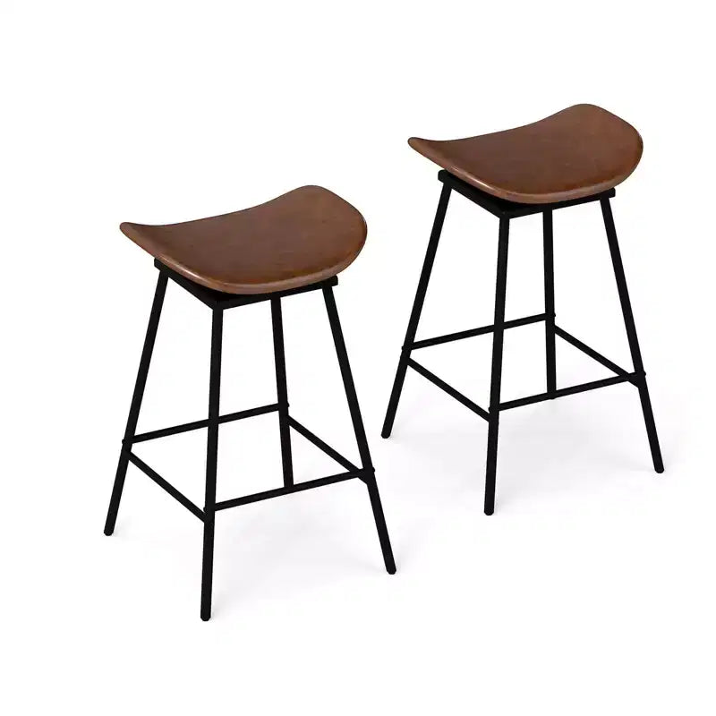 Costway Taburetes giratorios, juego de 2 o 4, sillas de altura de barra sin respaldo tapizadas en piel sintética, color negro o marrón