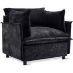 VINGLI Black Accent Chair 34 Width Oversized Reading Chair Upholstered Armchair Soft Chenille Fabric Living Room Chairs Sofa for Adults Bedroom