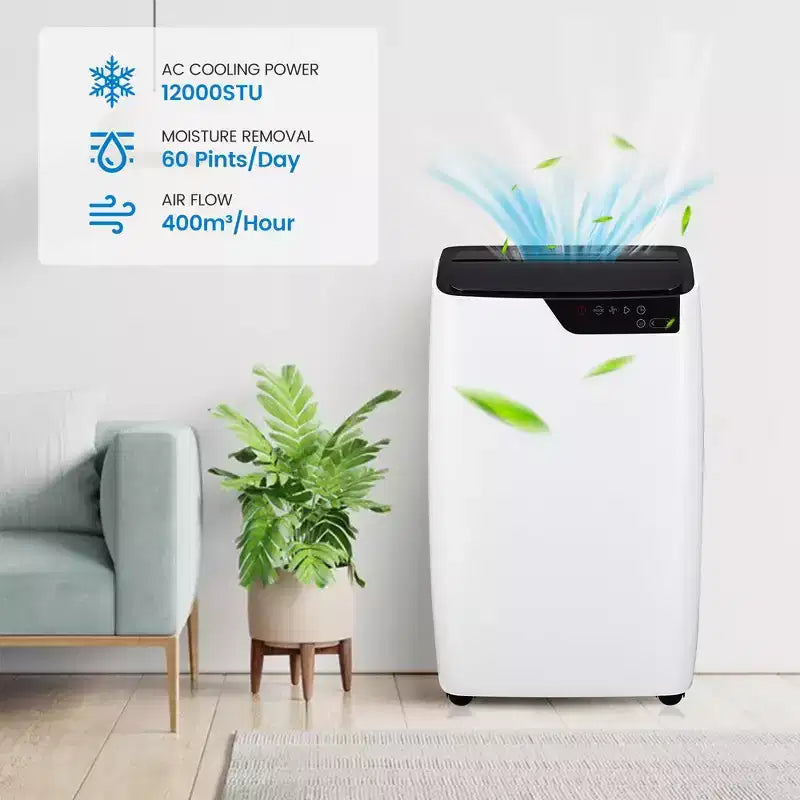 Portable Air Conditioners 12000 BTU, 3-in-1 Air Conditioner with Fan and Dehumidifier, Quiet Cooling for Rooms up to 550 Sq. Ft.