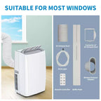 14,000 BTU Portable AC Unit Multi-Functional Cooling Dehumidifier Fan Automatic Dehumidification LED Touch Panel Remote Window Vent Kit