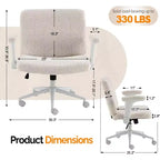 Silla VINGLI Criss Cross con Brazos Abatibles Ajustables, Silla de Piernas Cruzadas con Ruedas, Silla de Oficina Extra Ancha, Silla de Escritorio para Oficina en Casa, Tocador